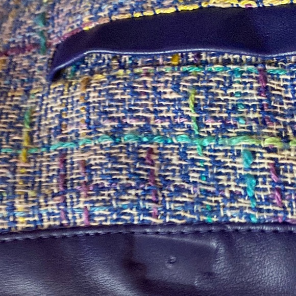 ☔️ ASTR the Label Blue 🌈 Multi Tweed Leather Trim Hi Low Skirt Sz Small - Picture 10 of 16